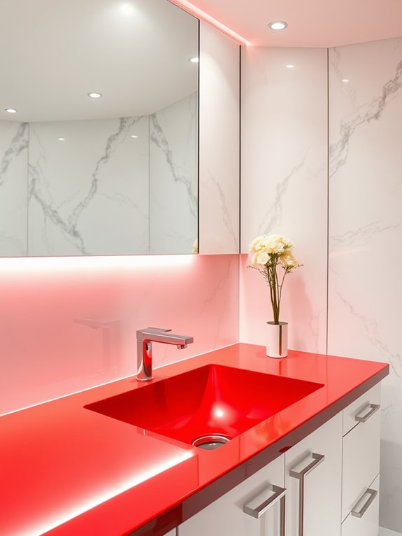 vibrant red countertop surfaces