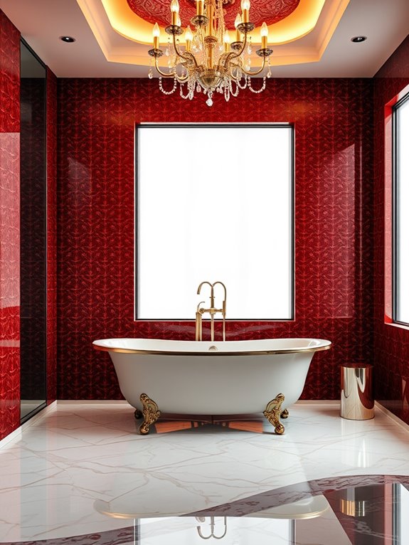 vibrant red geometric designs