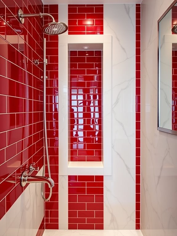 vibrant red shower niche