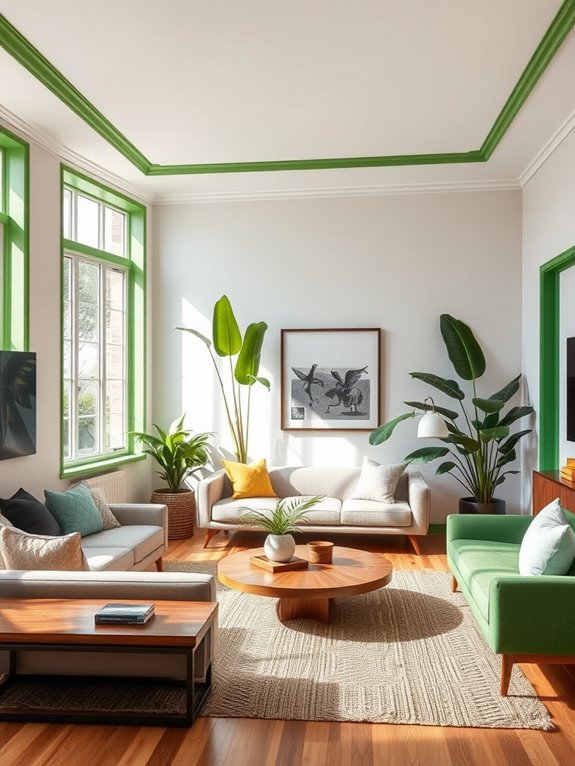 vibrant tropical green accents