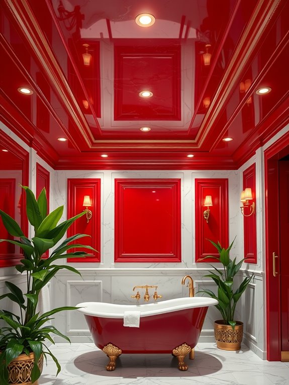 vivid red ceiling design