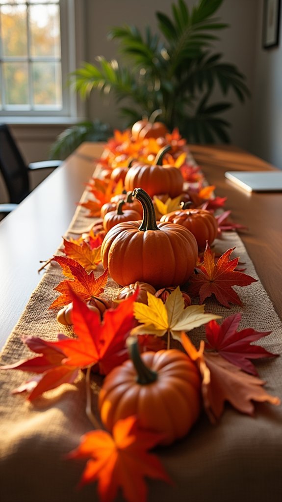 autumn arrangements brighten workspace
