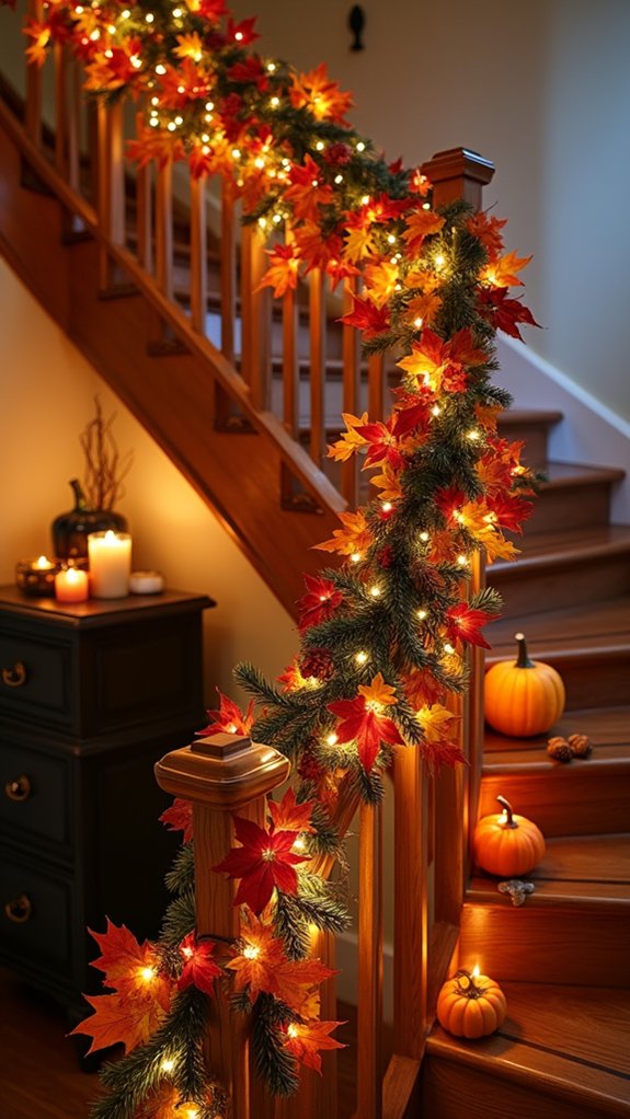 autumn staircase garland decoration