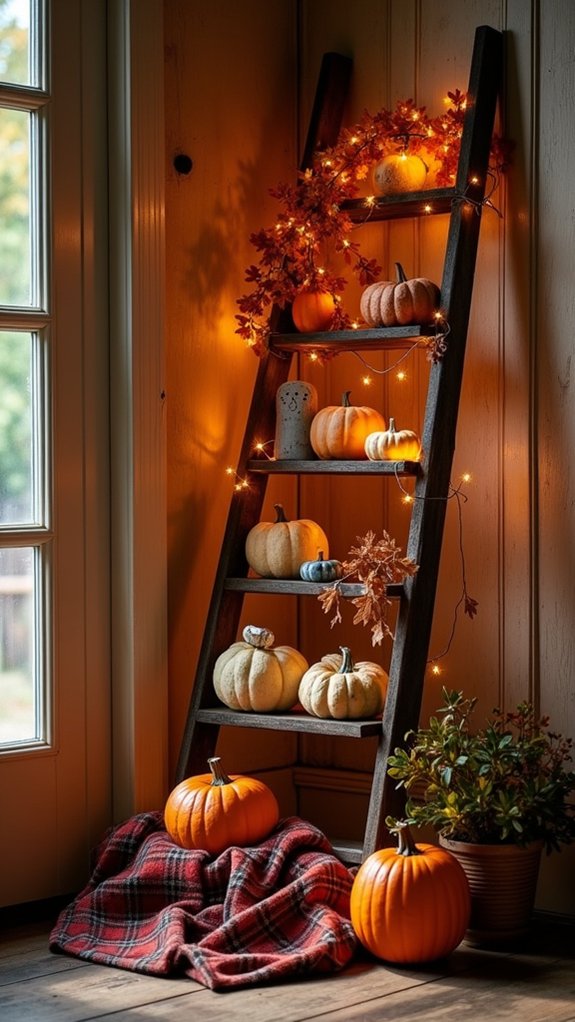 charming antique ladder display