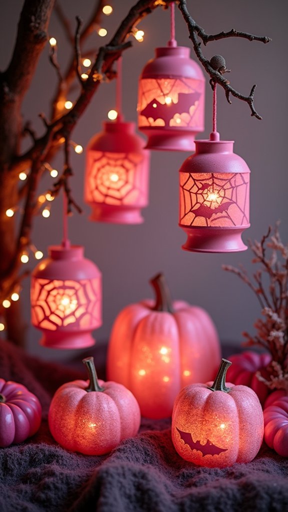 charming pink lanterns glow