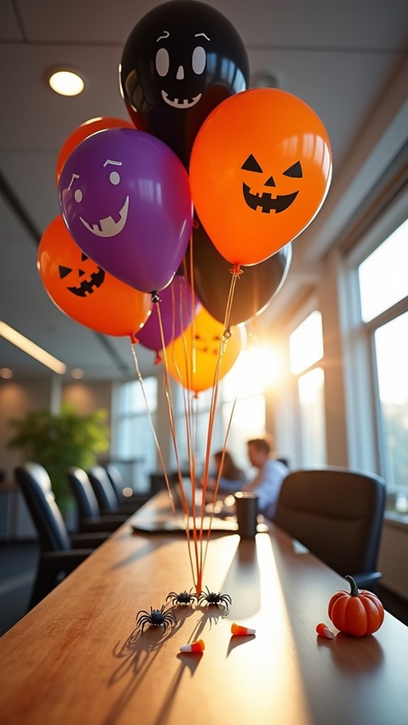 colorful halloween balloon decor