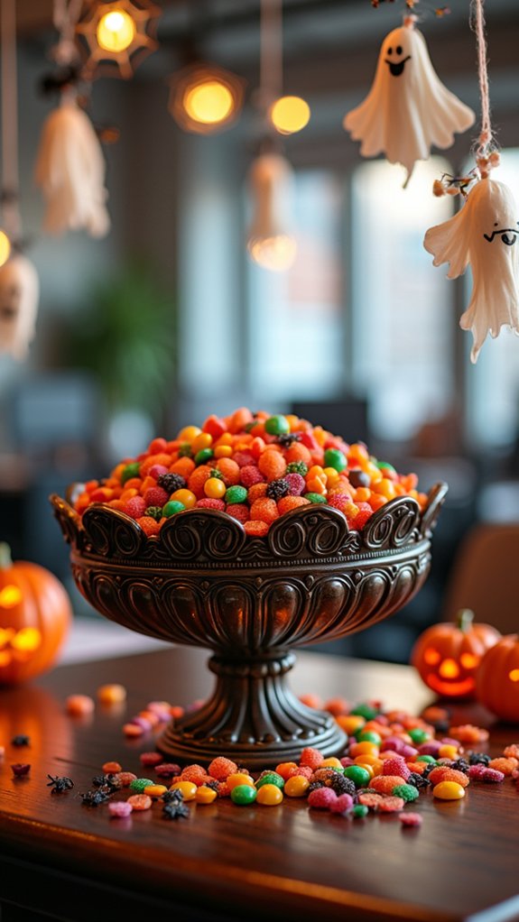 colorful halloween candy bowl