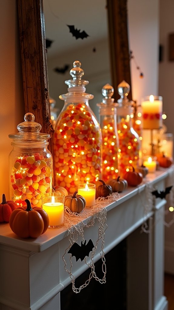colorful halloween candy display
