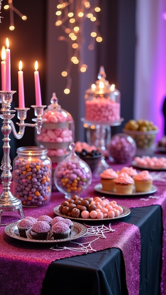 colorful halloween candy station