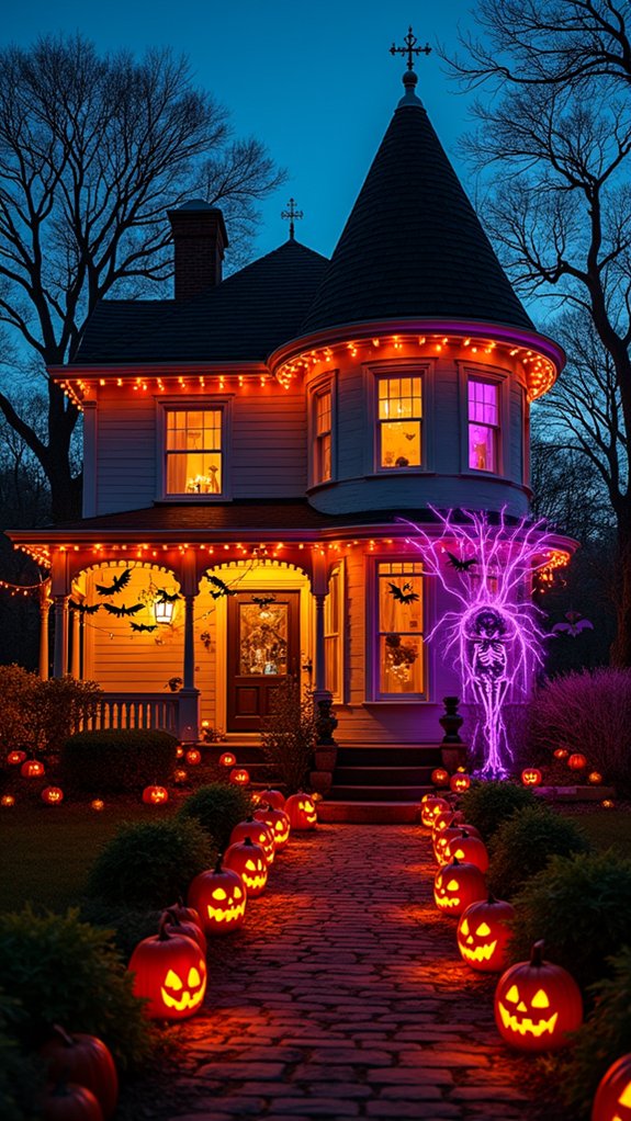 colorful halloween lights glow
