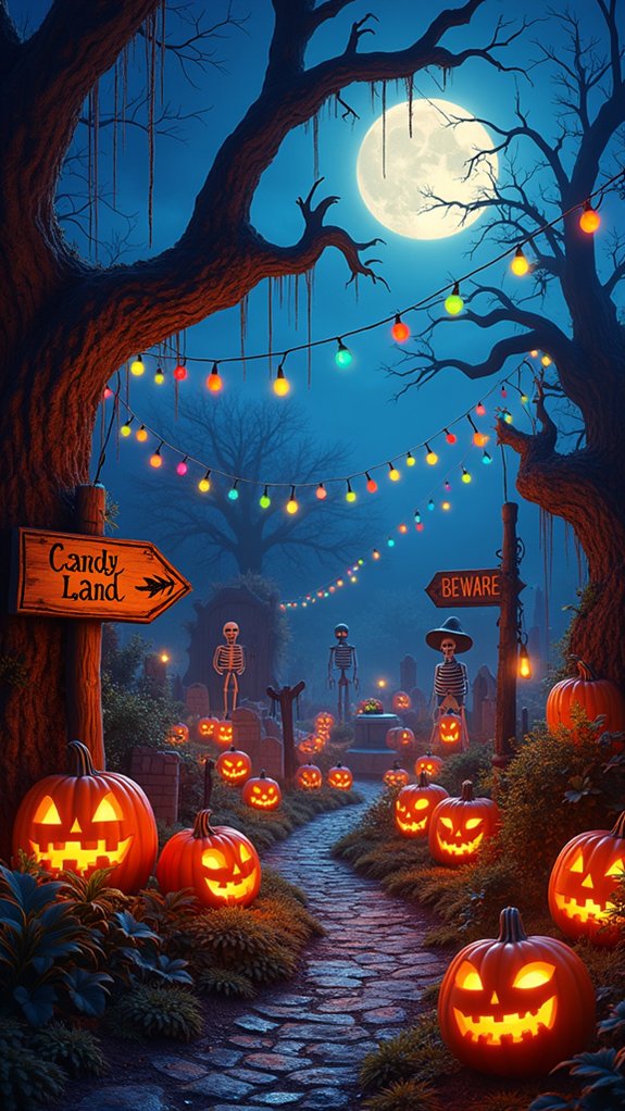 colorful trick or treat signage