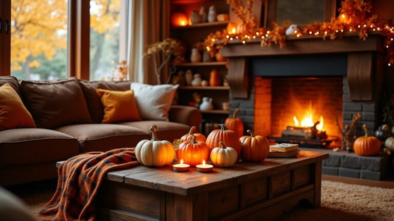 cozy fall themed halloween decor