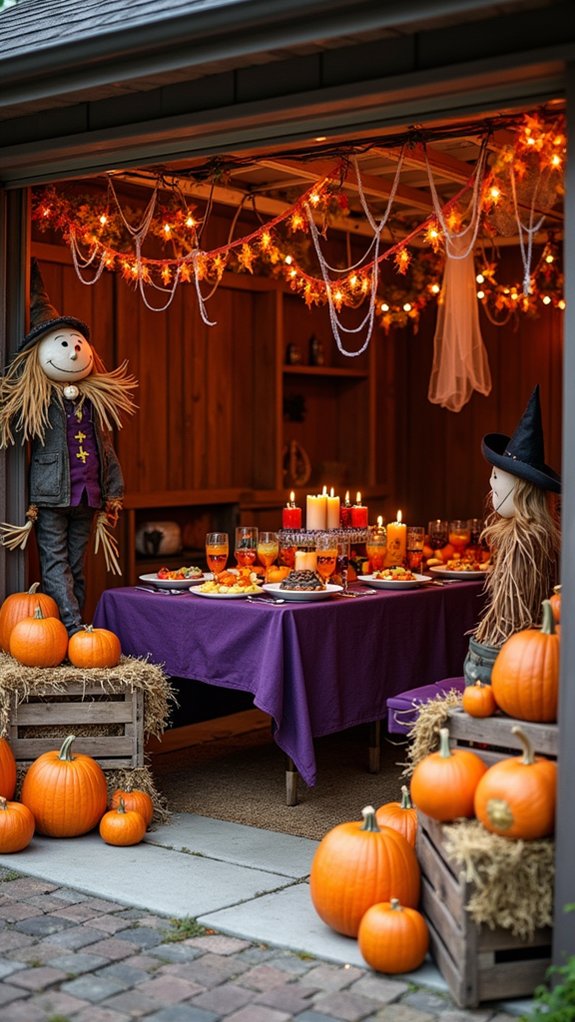 cozy halloween garage decor
