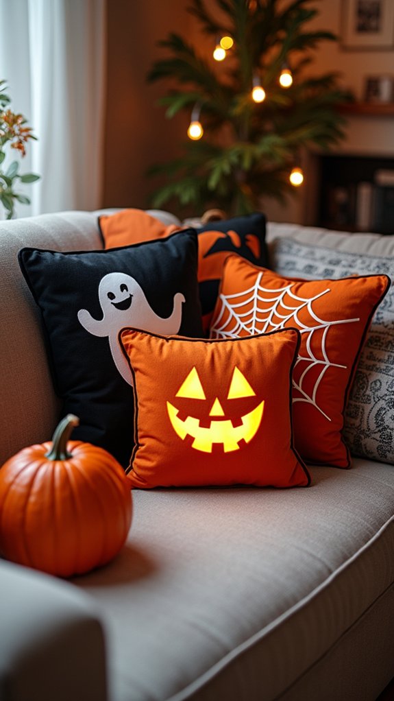 cozy halloween throw pillows