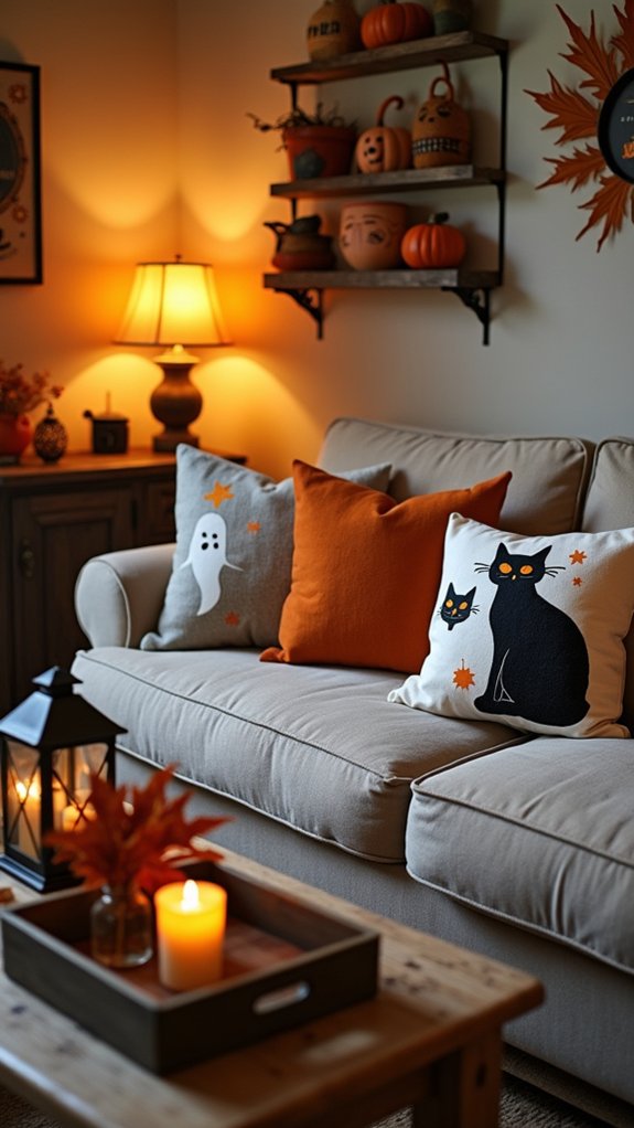 cozy halloween throw pillows