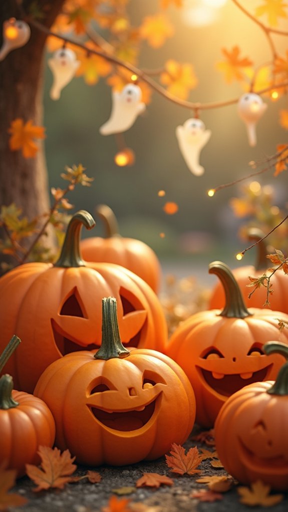 creative vibrant pumpkin faces