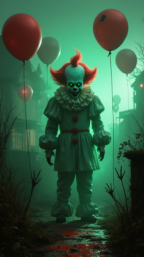 creepy clowns haunt halloween yard