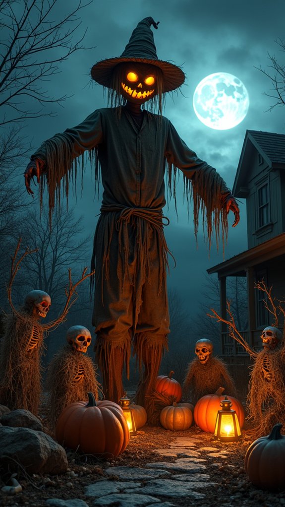 eerie glowing eyed scarecrow