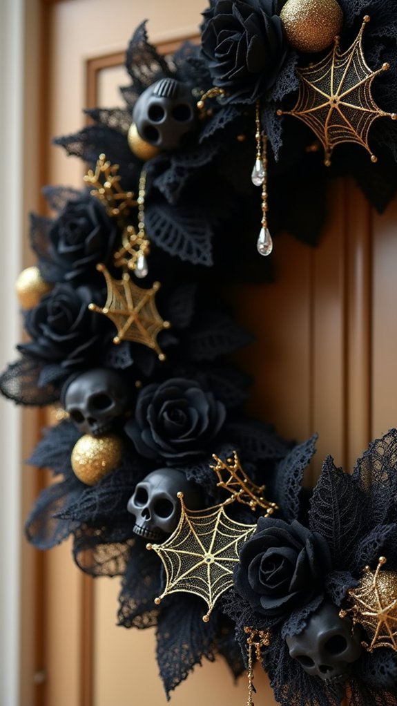 elegant halloween wreath decor