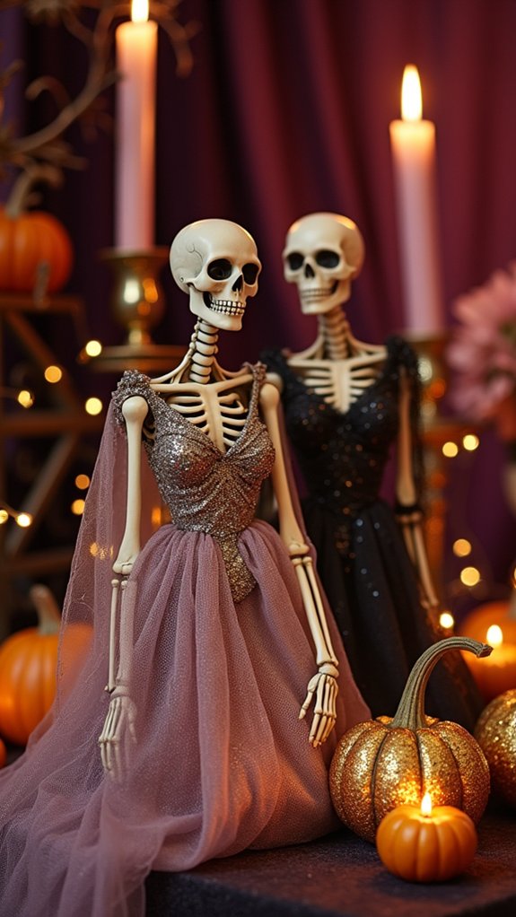 elegant spooky skeleton decor