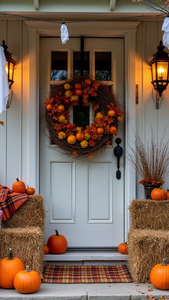 farmhouse wreath with natural elements