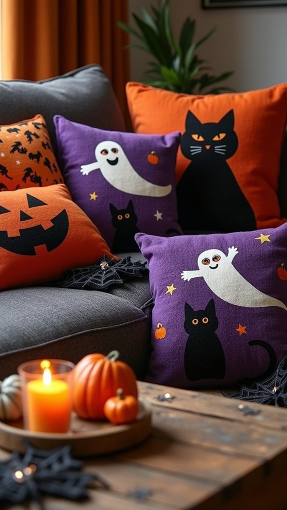festive halloween themed pillows