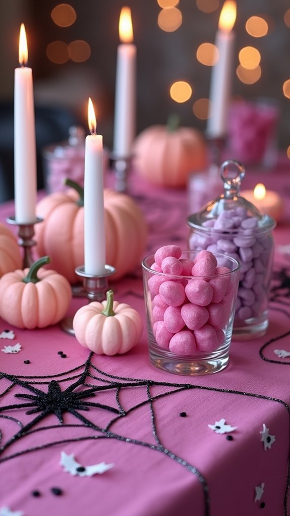 festive pink halloween tablecloths