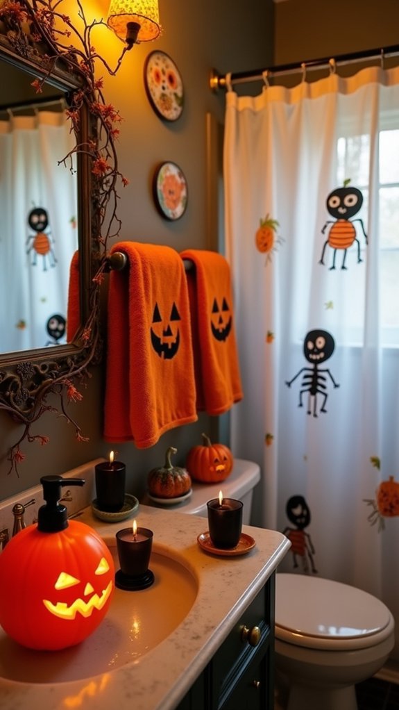 festive pumpkin bathroom decor