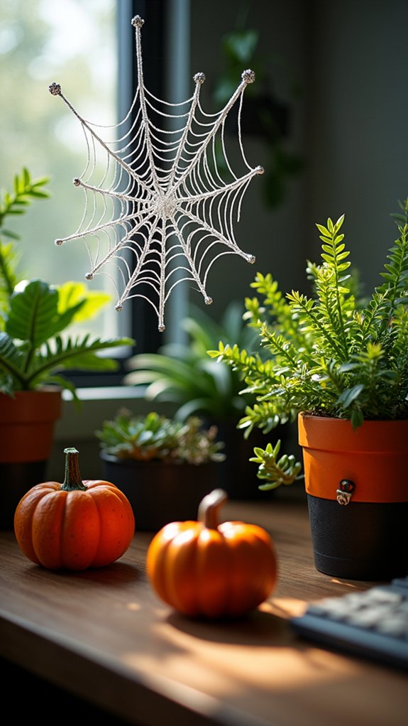 festive workspace with plants