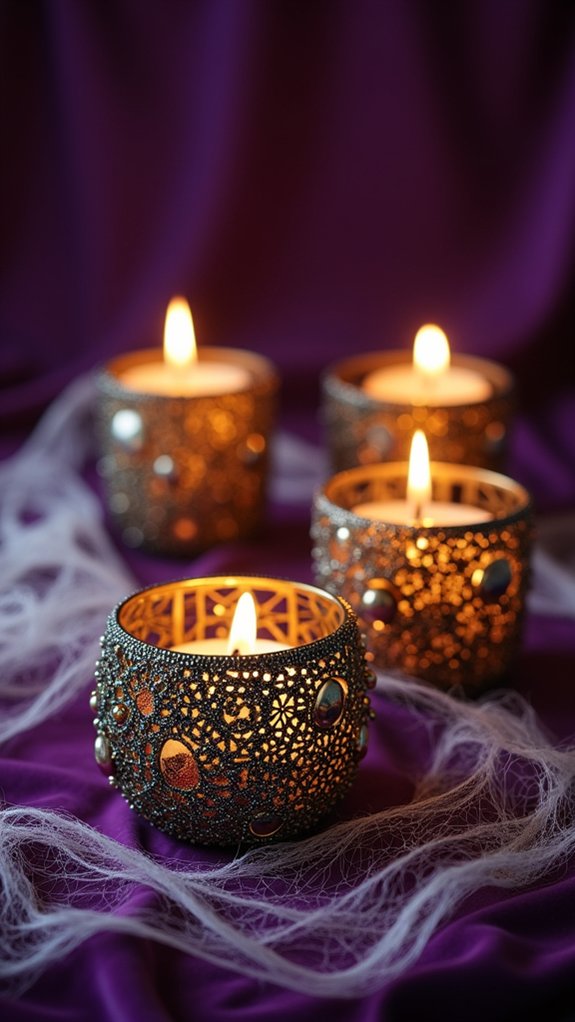 glamorous halloween candle accents