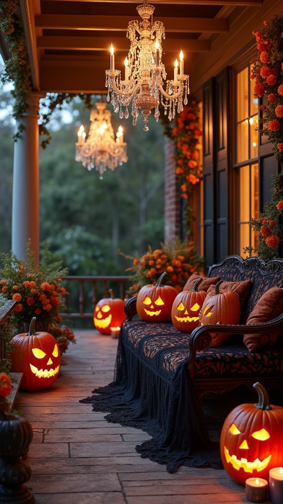 glamorous halloween porch decor