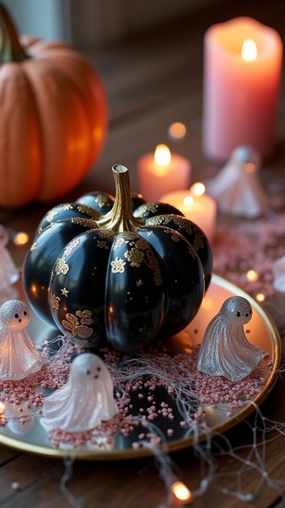 glamorous metallic halloween decor