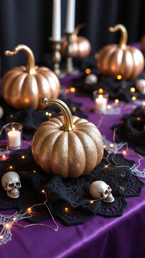 glittery pumpkin centerpiece decor