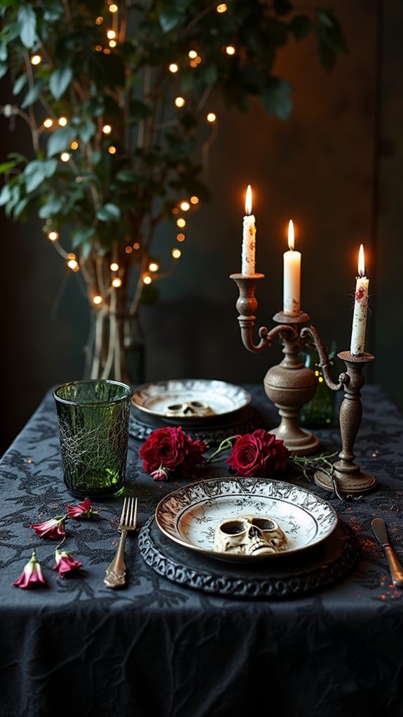 grunge inspired halloween table settings