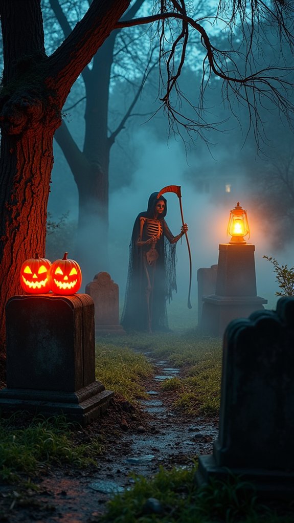 haunted graveyard halloween setup