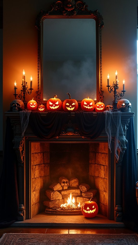 haunted mirror fireplace decor