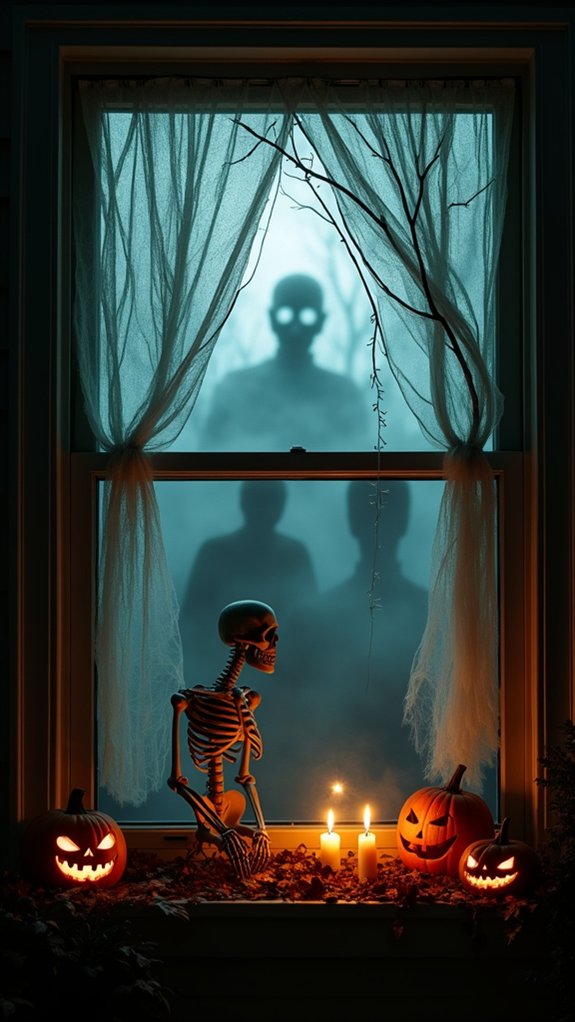 haunting halloween window display