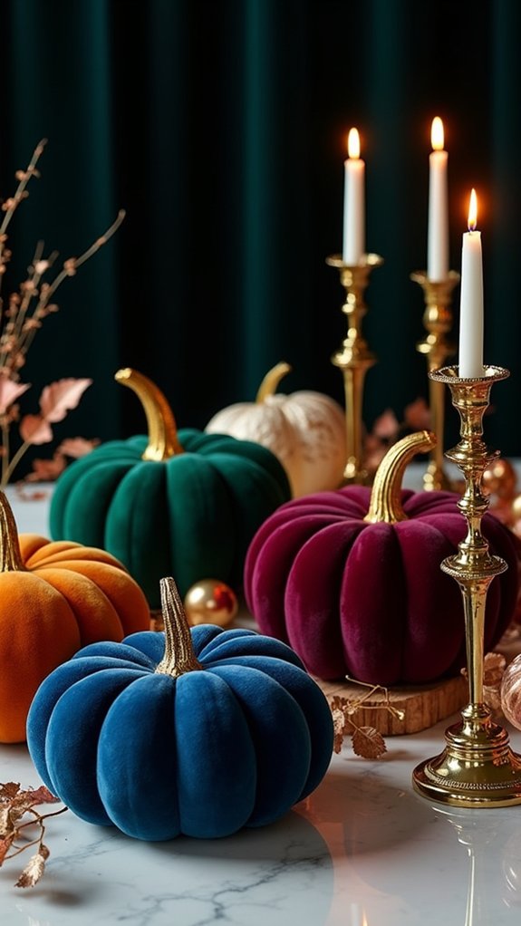 luxe velvet pumpkin decor