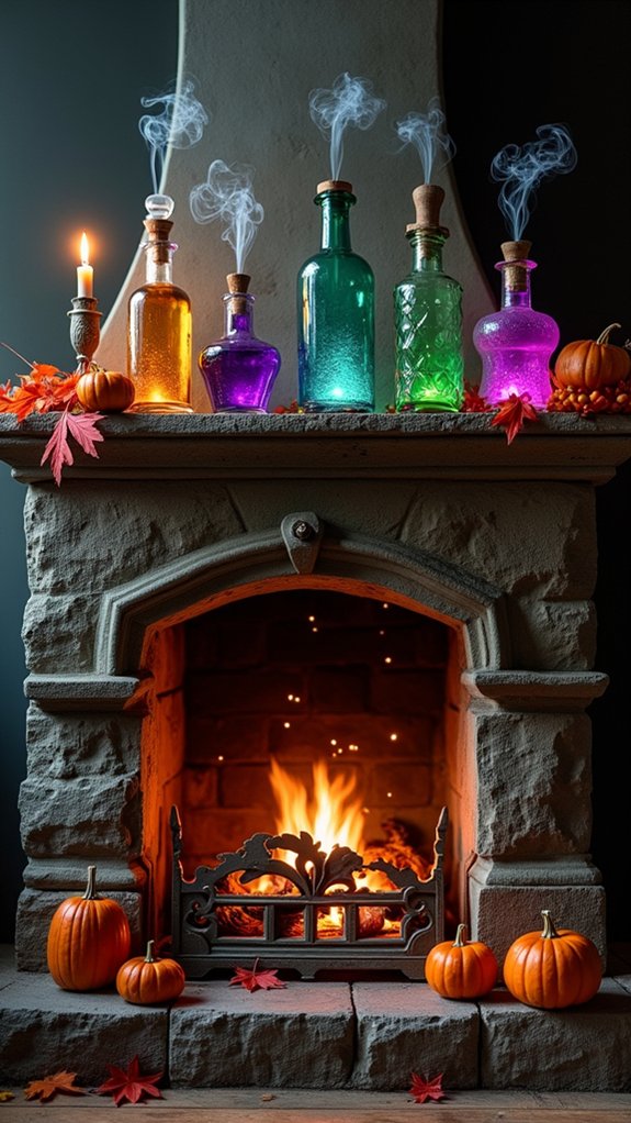 magical halloween fireplace decor