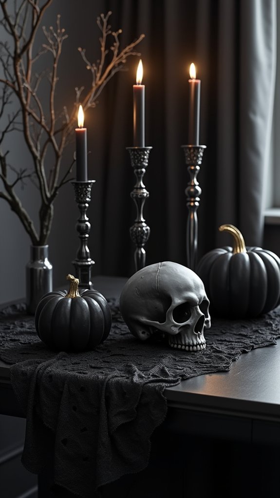 monochromatic halloween decor elegance