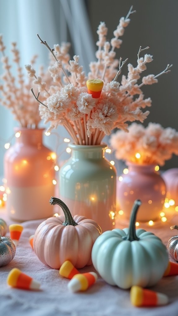 pastel candy corn centerpieces