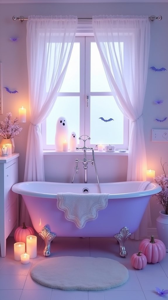 pastel halloween bathtub decor