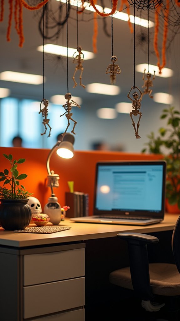 playful autumn skeleton decorations