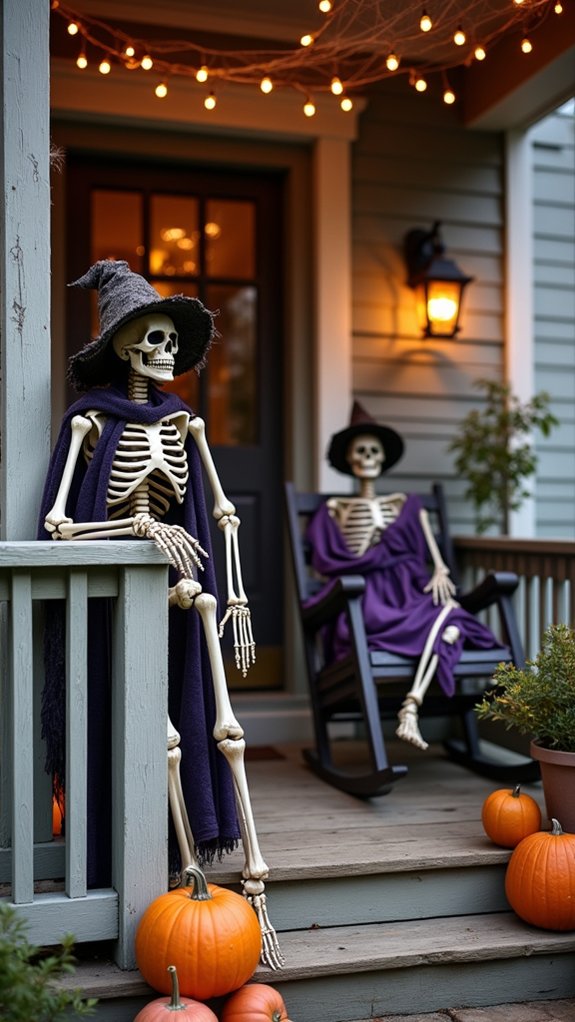 playful halloween skeleton decor