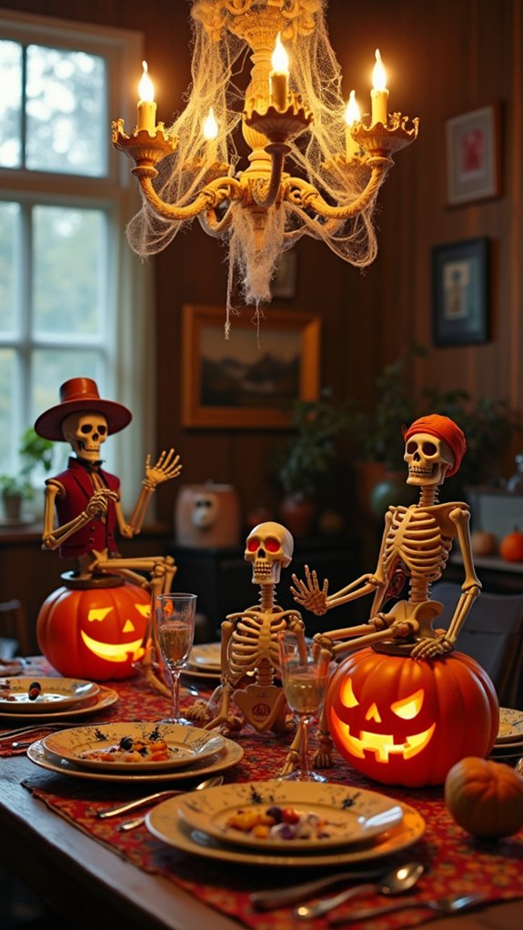 playful skeleton halloween decorations