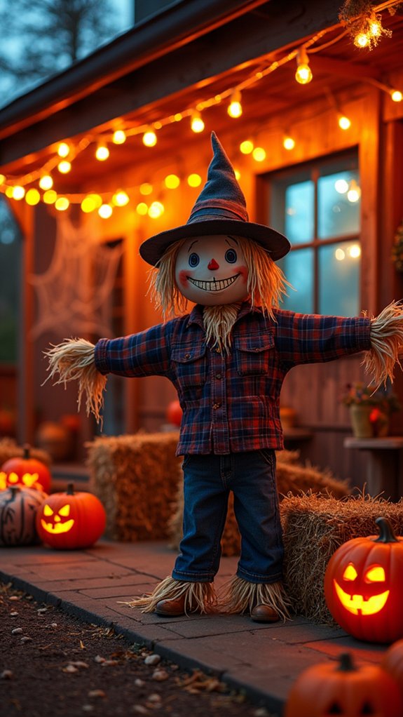playful spooky scarecrow display