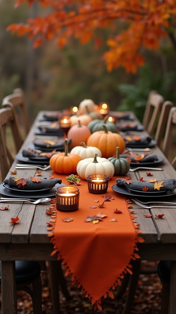 pumpkin themed festive table runner