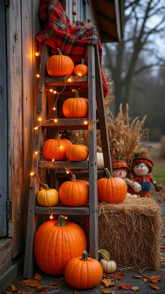 rustic ladder autumn decor