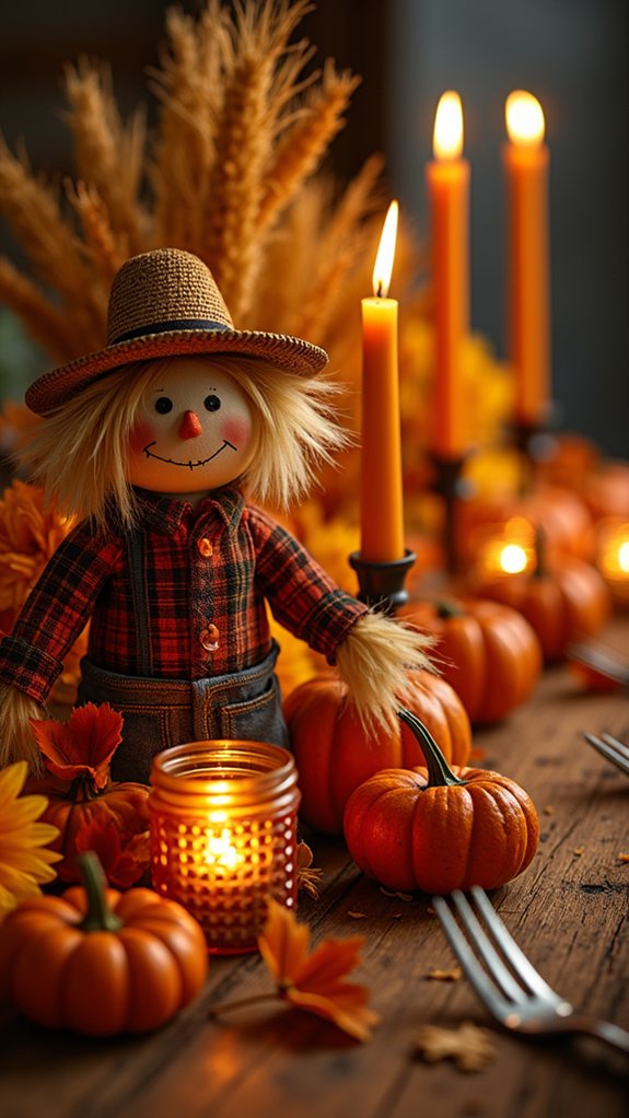 scarecrow autumn table decor