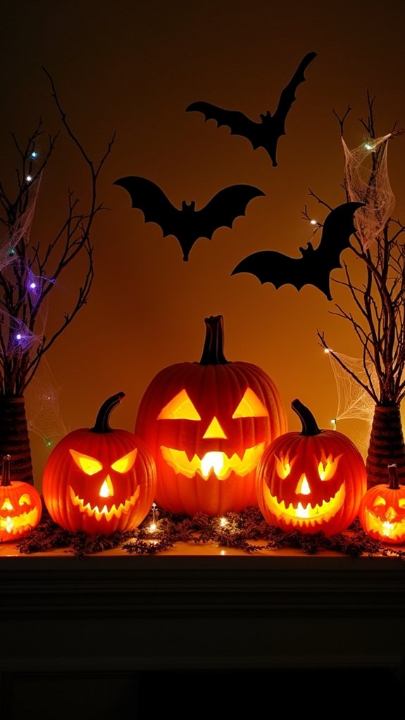 spooky halloween mantle decor